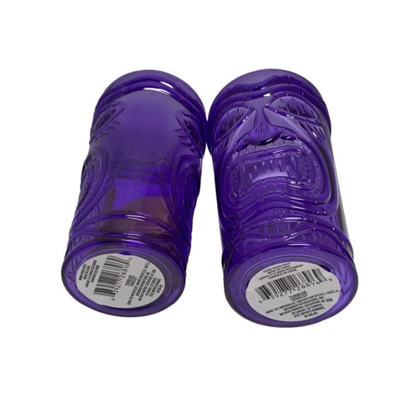 New Luau Purple Tiki Totem Pole Set of 2 Tumber Cups Hard Plastic 6.5 in Tall - Picture 4 of 4